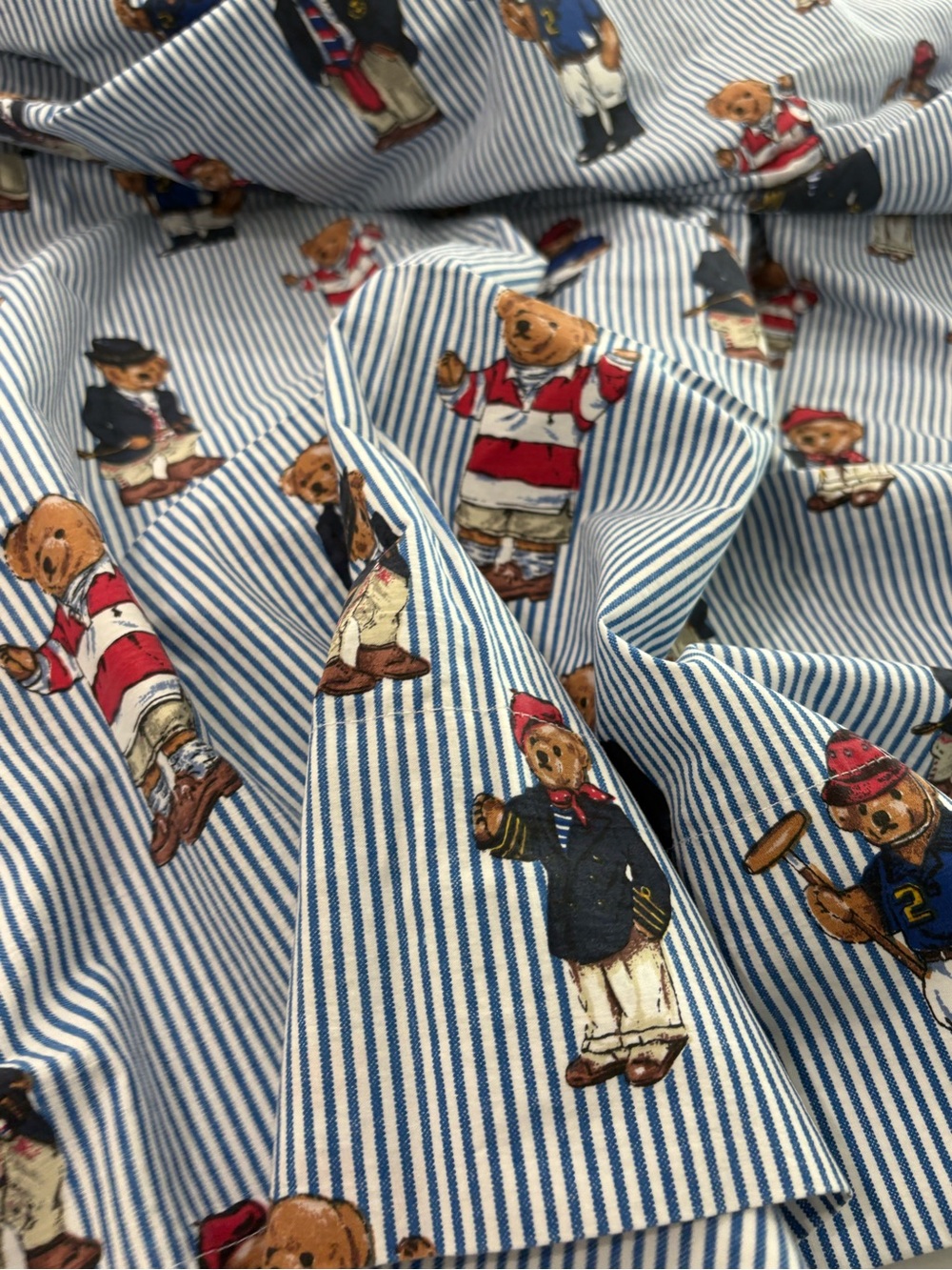 Vintage Ralph Lauren Home Polo Bear Twin Flat Sheet Nautical 100% Cotton Rare